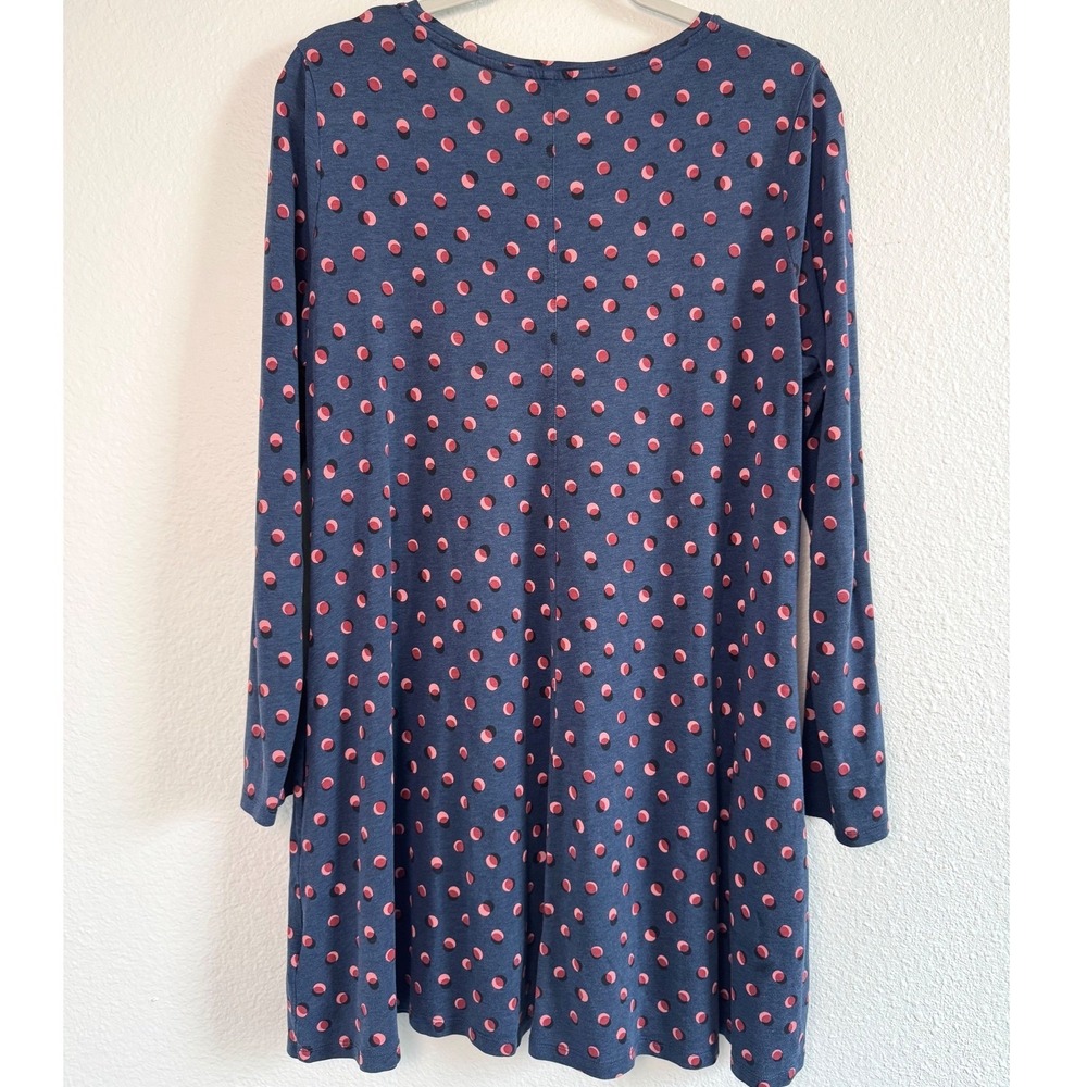Boden Women Blue Pink Polka Dot Long Sleeve Jersey Swing Dress‎ Pockets US 12R - Picture 7 of 8